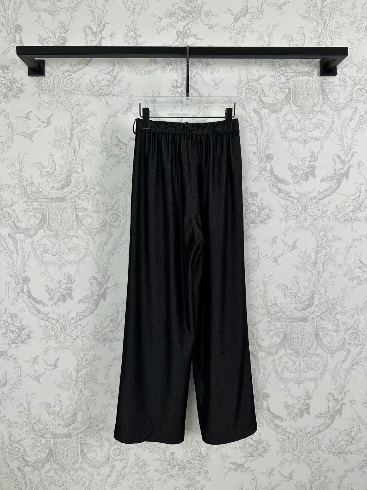25 Early Spring Silk Denim Bandage + Elastic Waist Wide Leg Pants Set