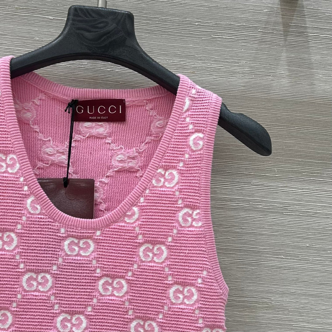 25SS Dopamine color retro jacquard full width GG knitted sling