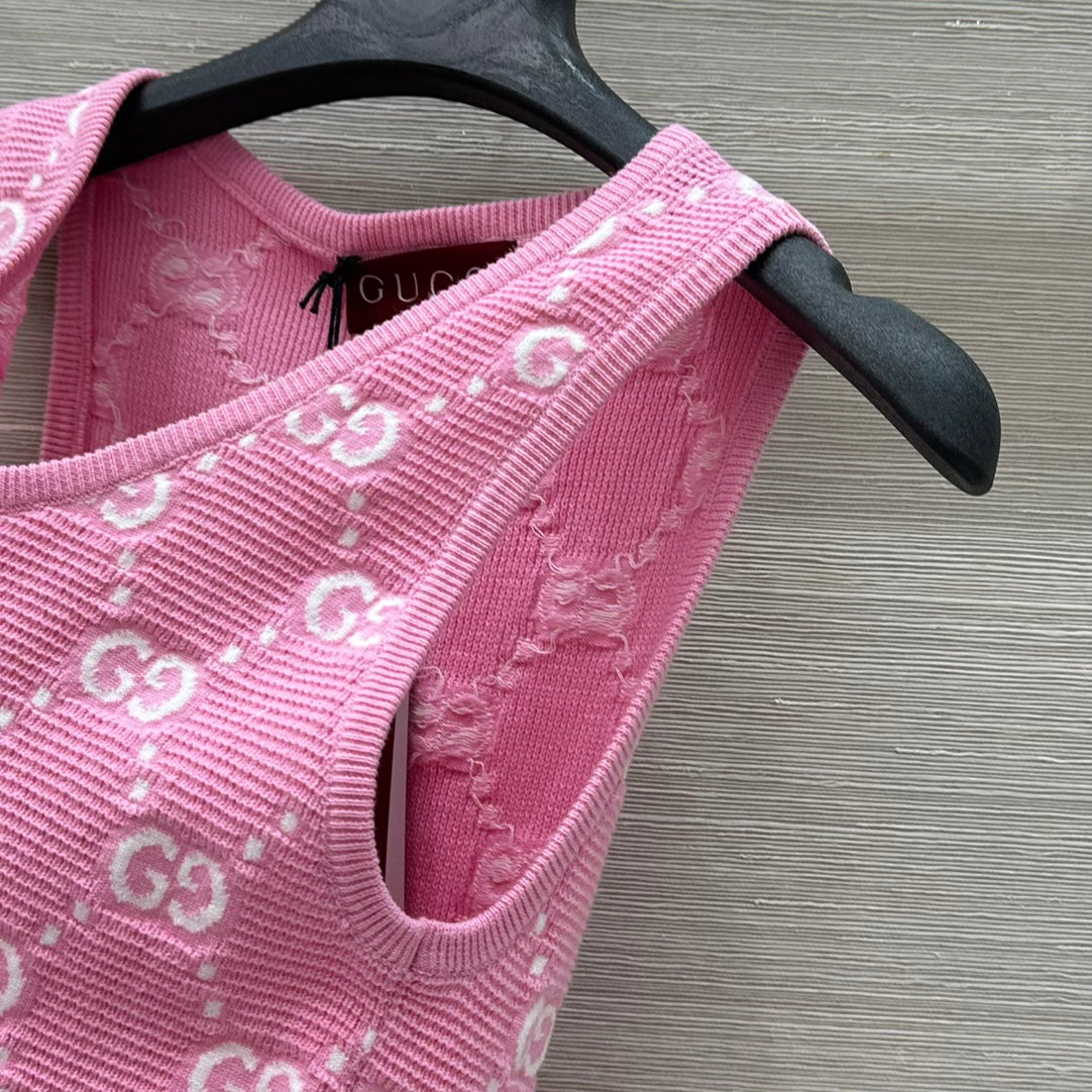 25SS Dopamine color retro jacquard full width GG knitted sling