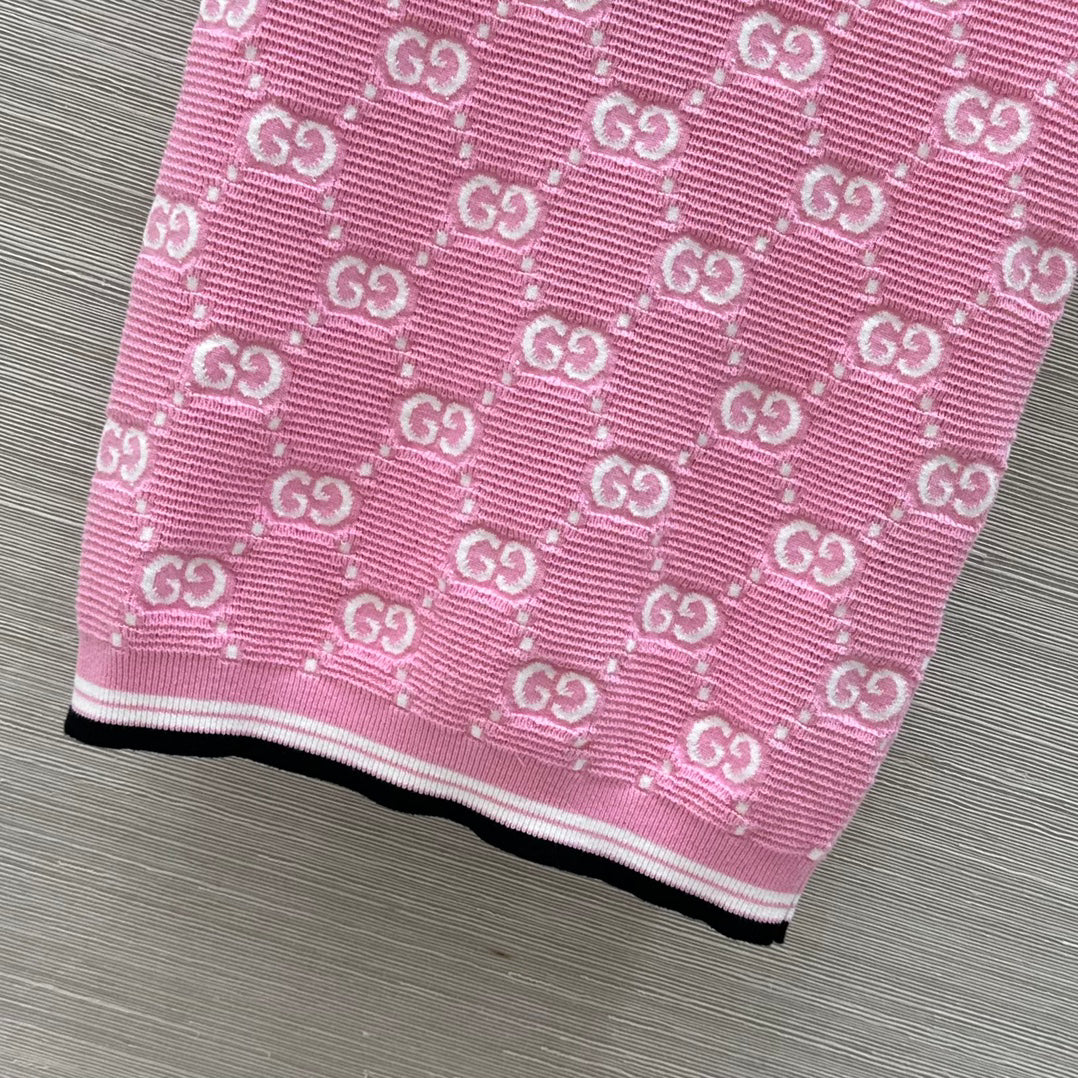 25SS Dopamine color retro jacquard full width GG knitted sling