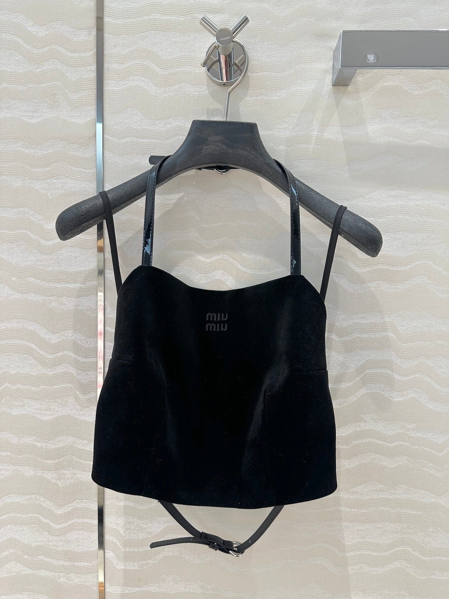 25SS Velvet strapless mini outfit with high waisted skirt set