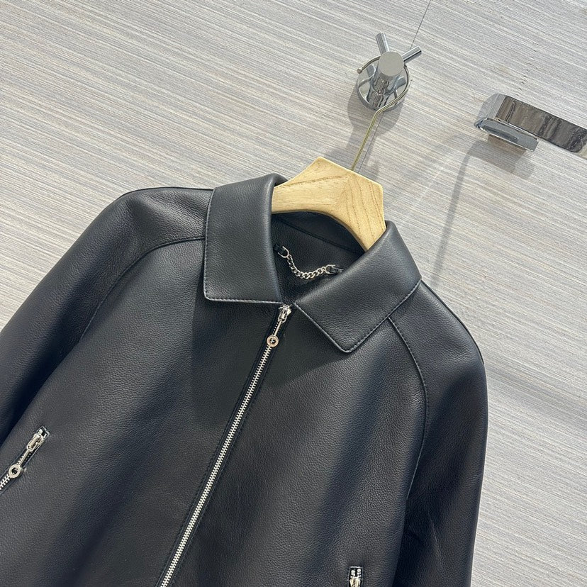 24 Lychee patterned lambskin lapel jacket jacket