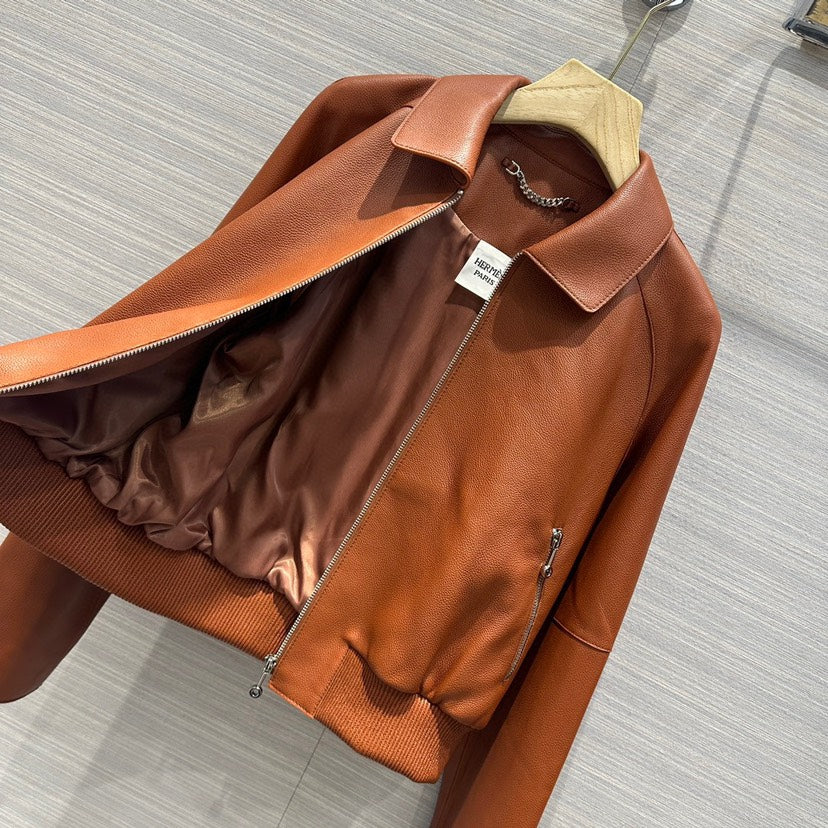 24 Lychee patterned lambskin lapel jacket jacket