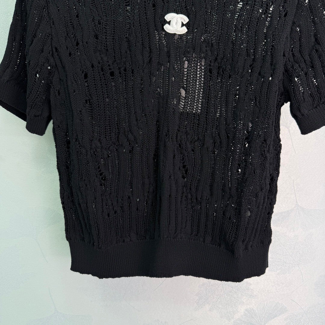 25 Cut-out Lace Knit Short Sleeve