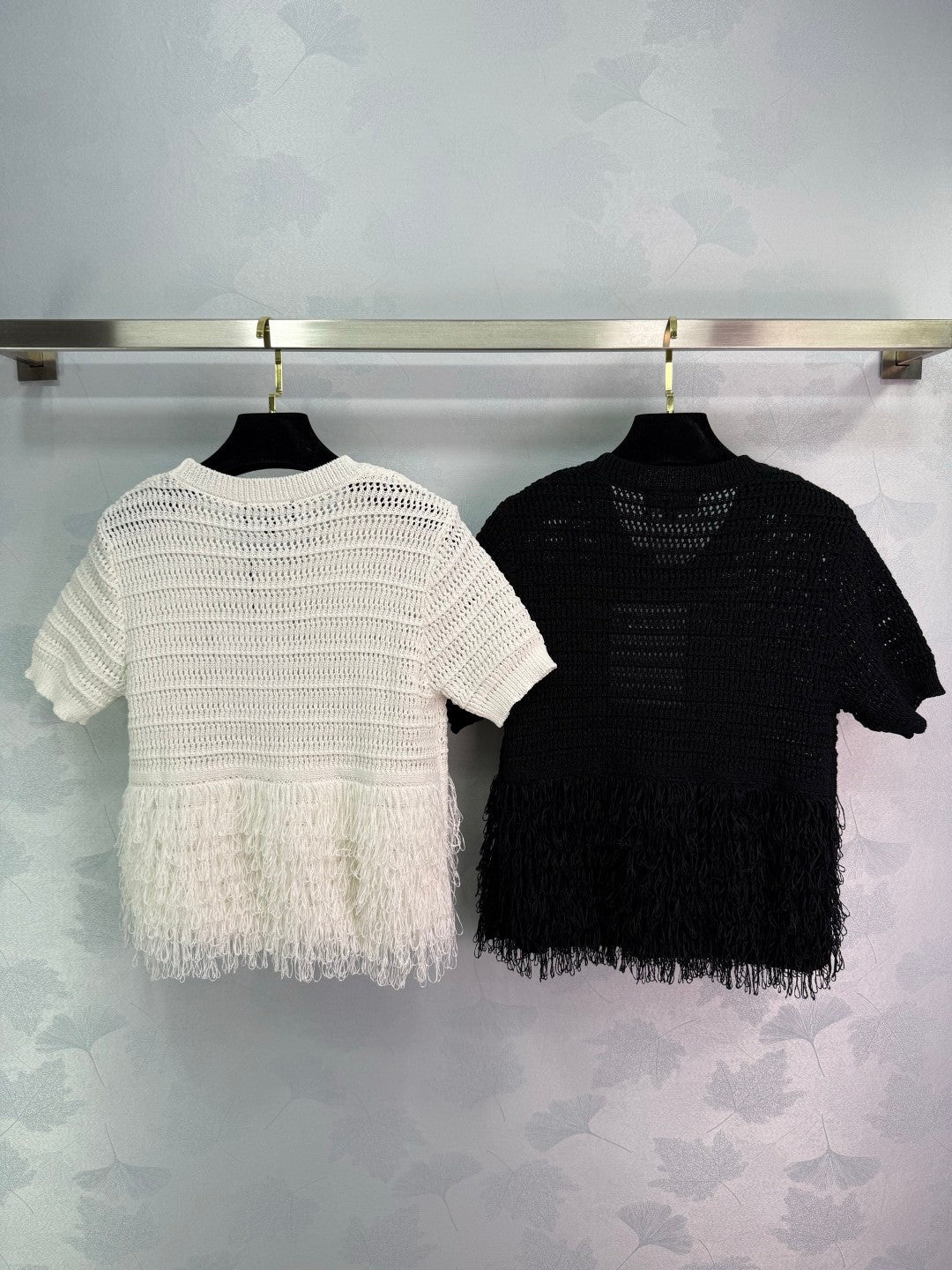 25 New Skeleton Knit Patchwork Tassel Metal Logo Short Sleeve