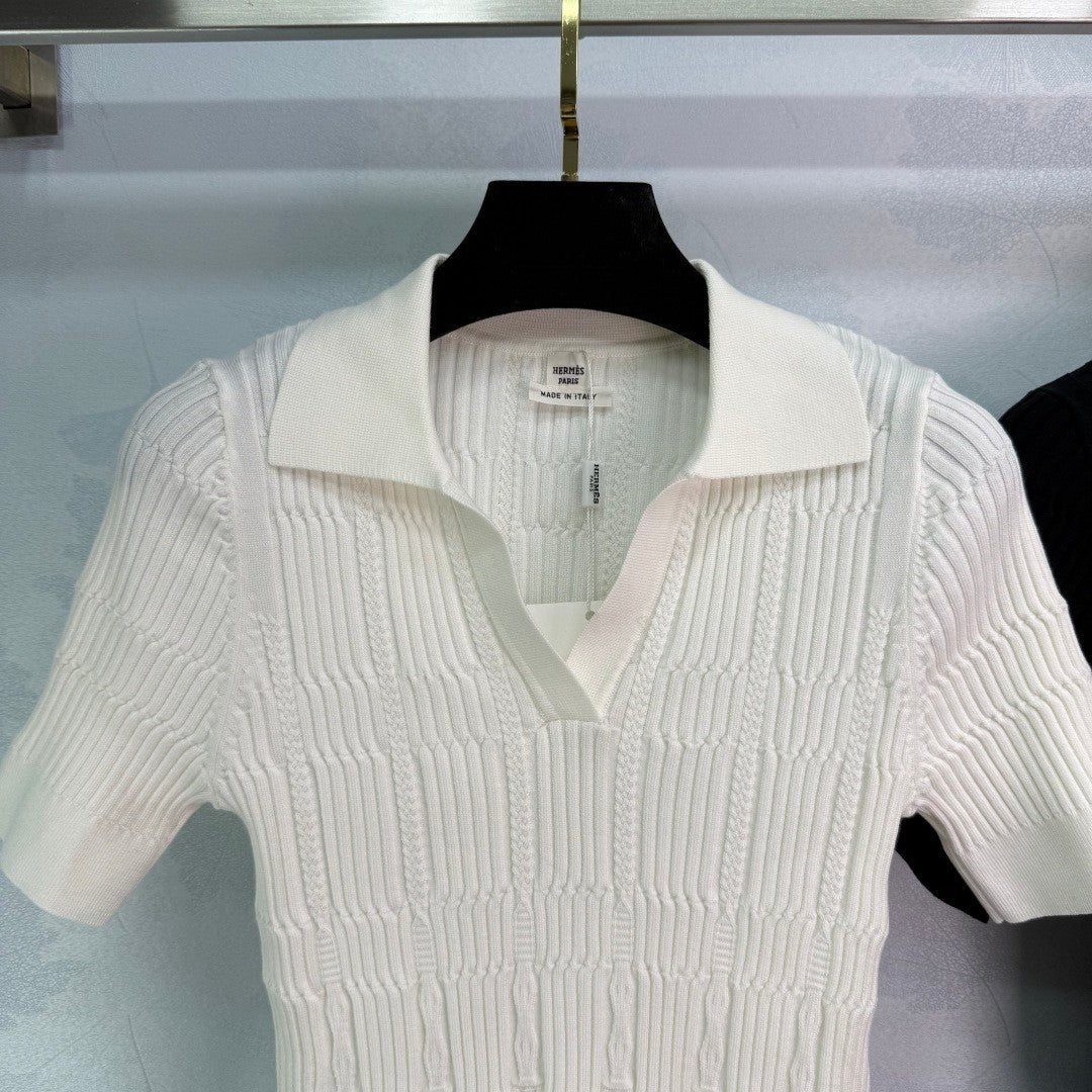 H Lapel Knit Lapel Short Sleeve