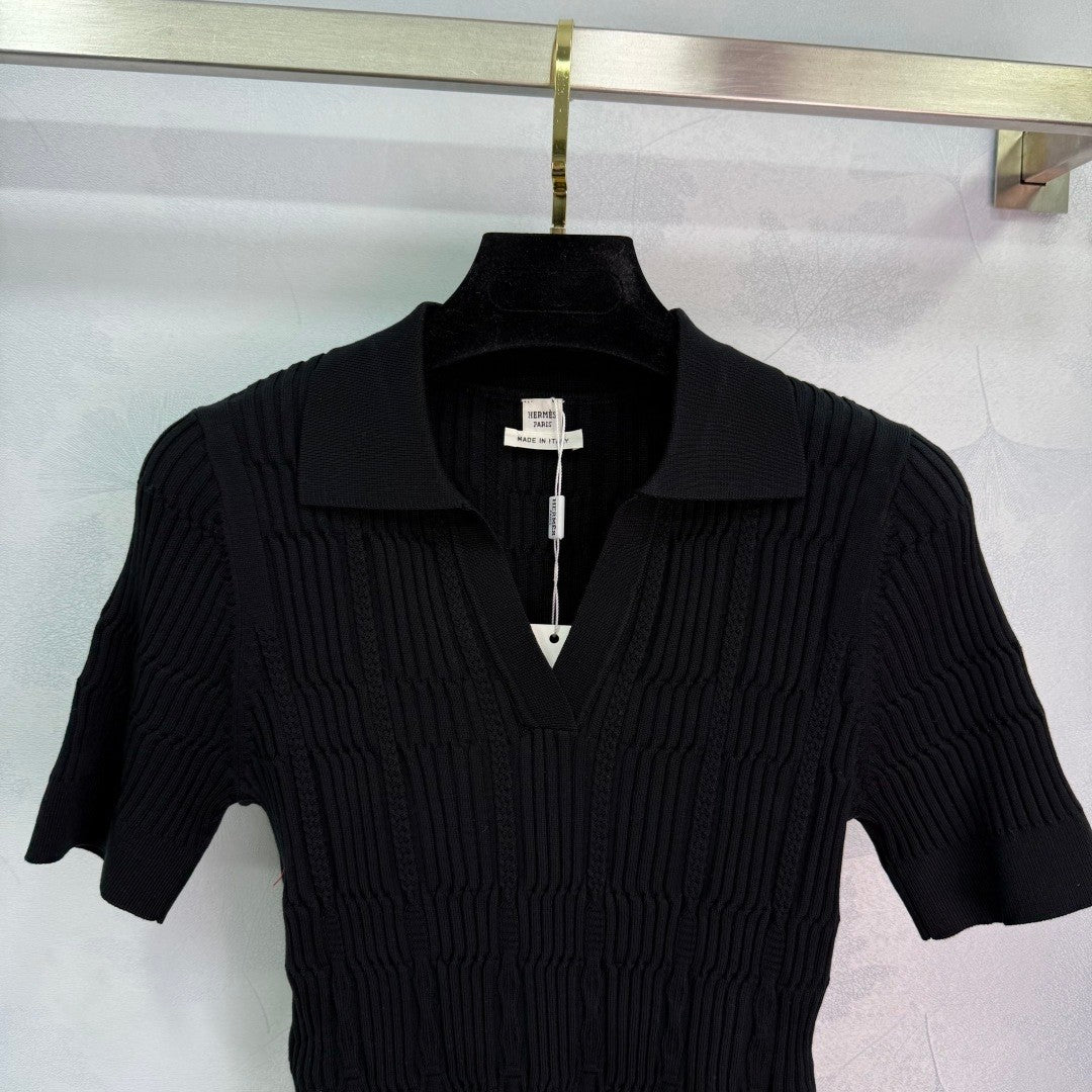 H Lapel Knit Lapel Short Sleeve
