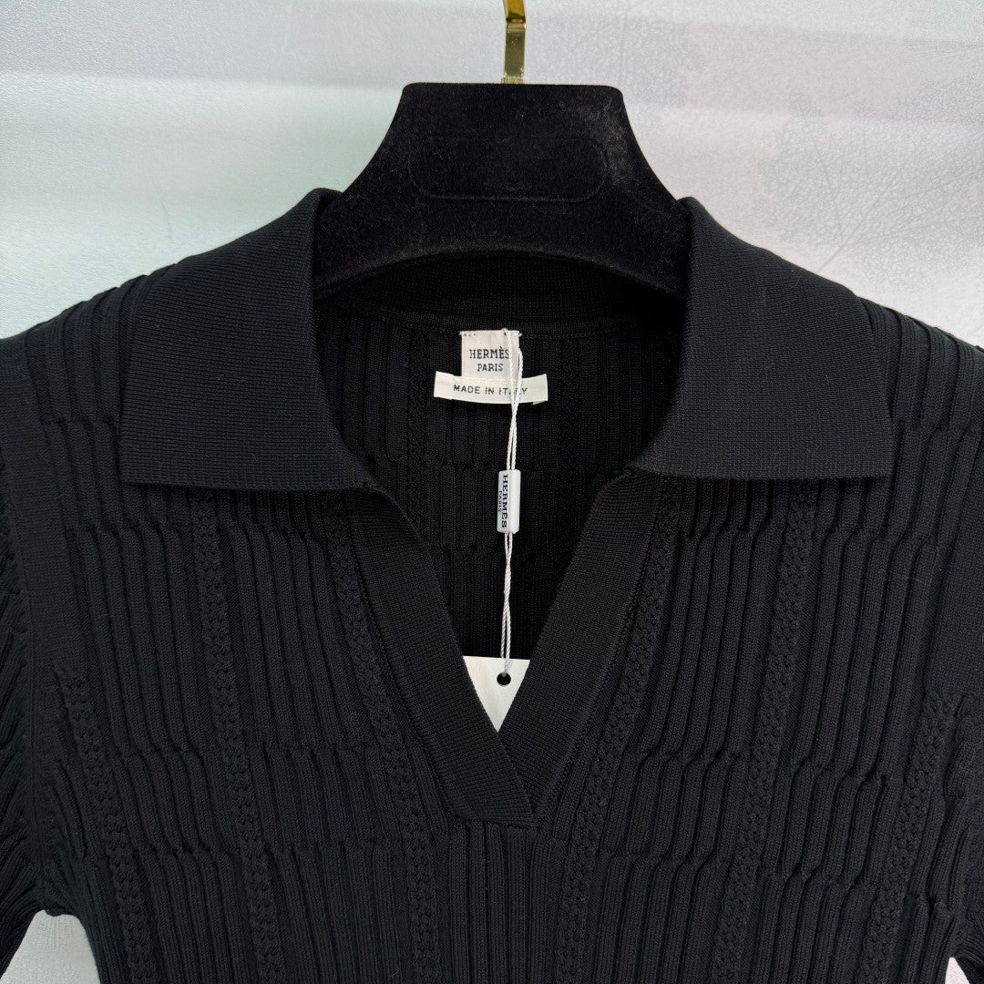 H Lapel Knit Lapel Short Sleeve