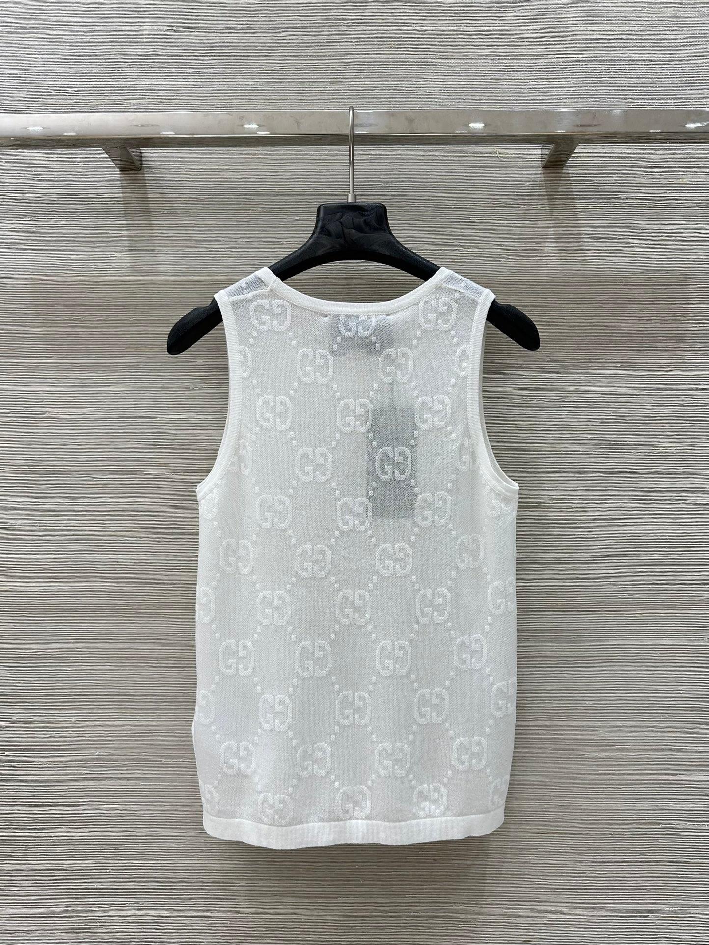 25 Embroidered Jacquard Mesh Vest Top