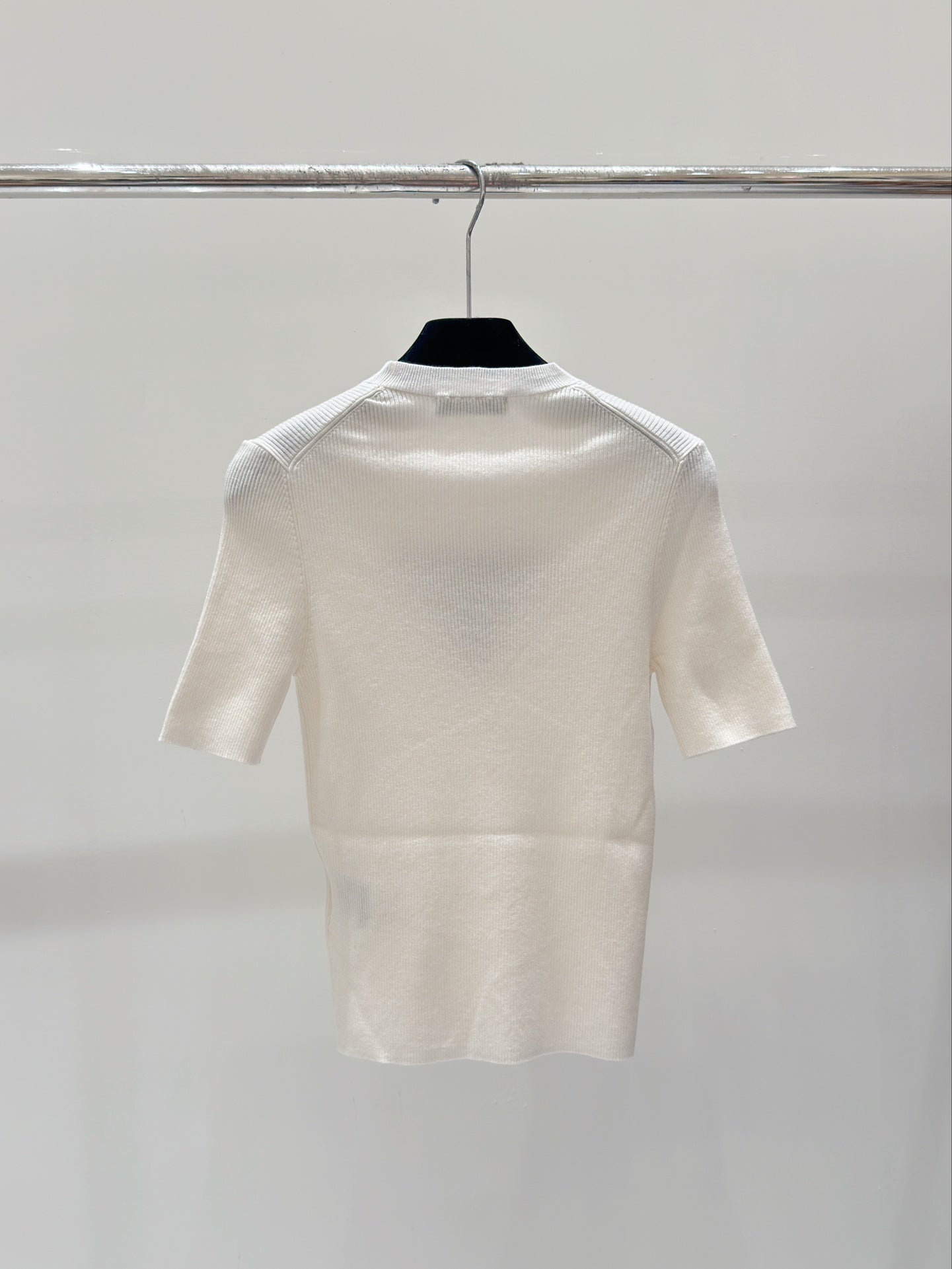 2025 Gold thread letter embroidery knitted short sleeved shirt