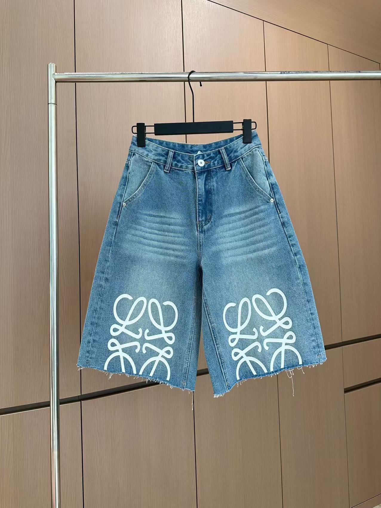 πππ5 popular goddess style five-point raw edge jeans