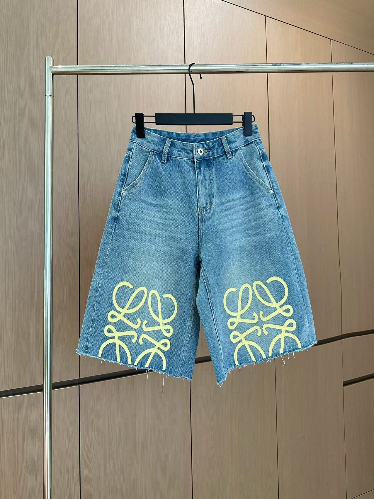 πππ5 popular goddess style five-point raw edge jeans