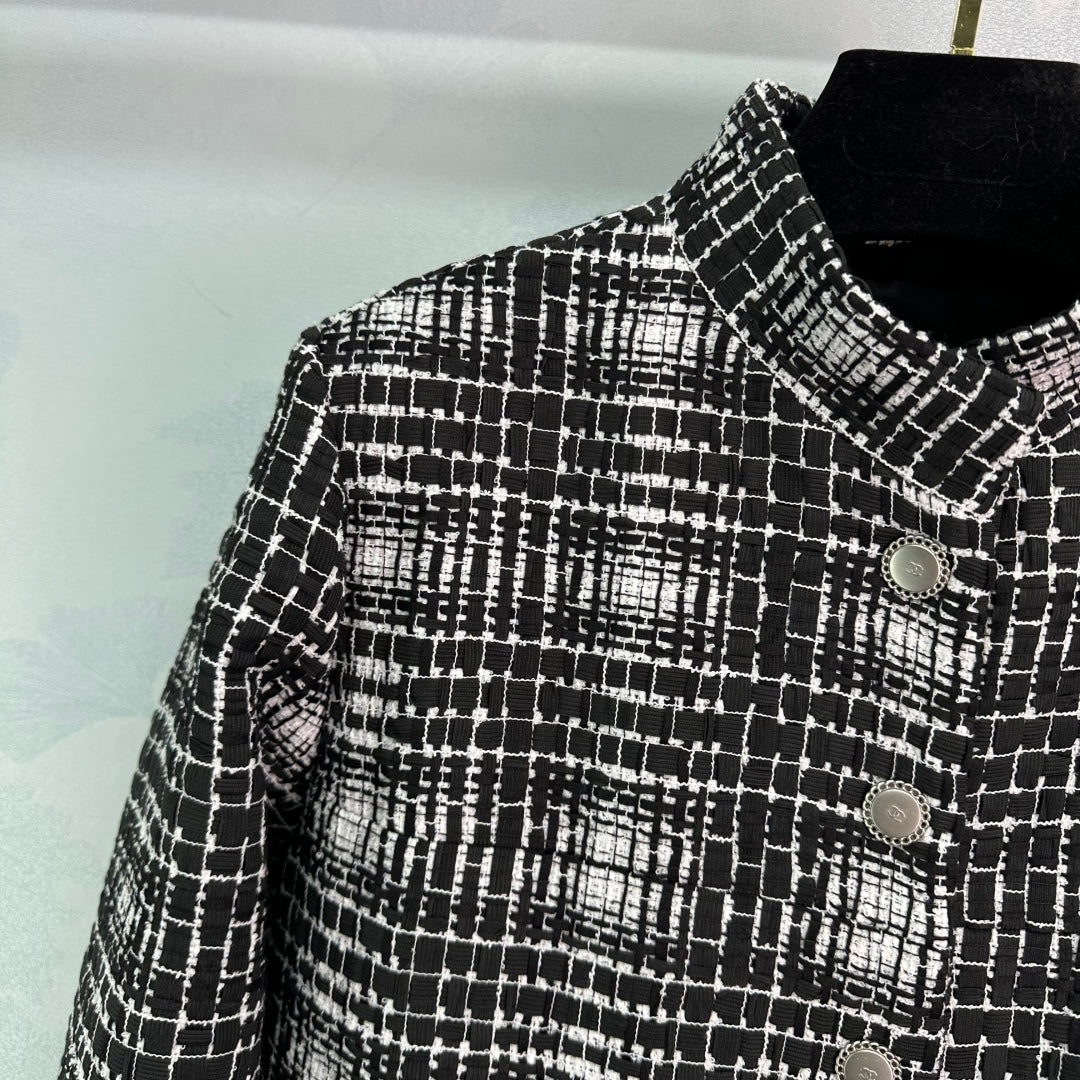 25ss Stand up collar tweed dress jacket