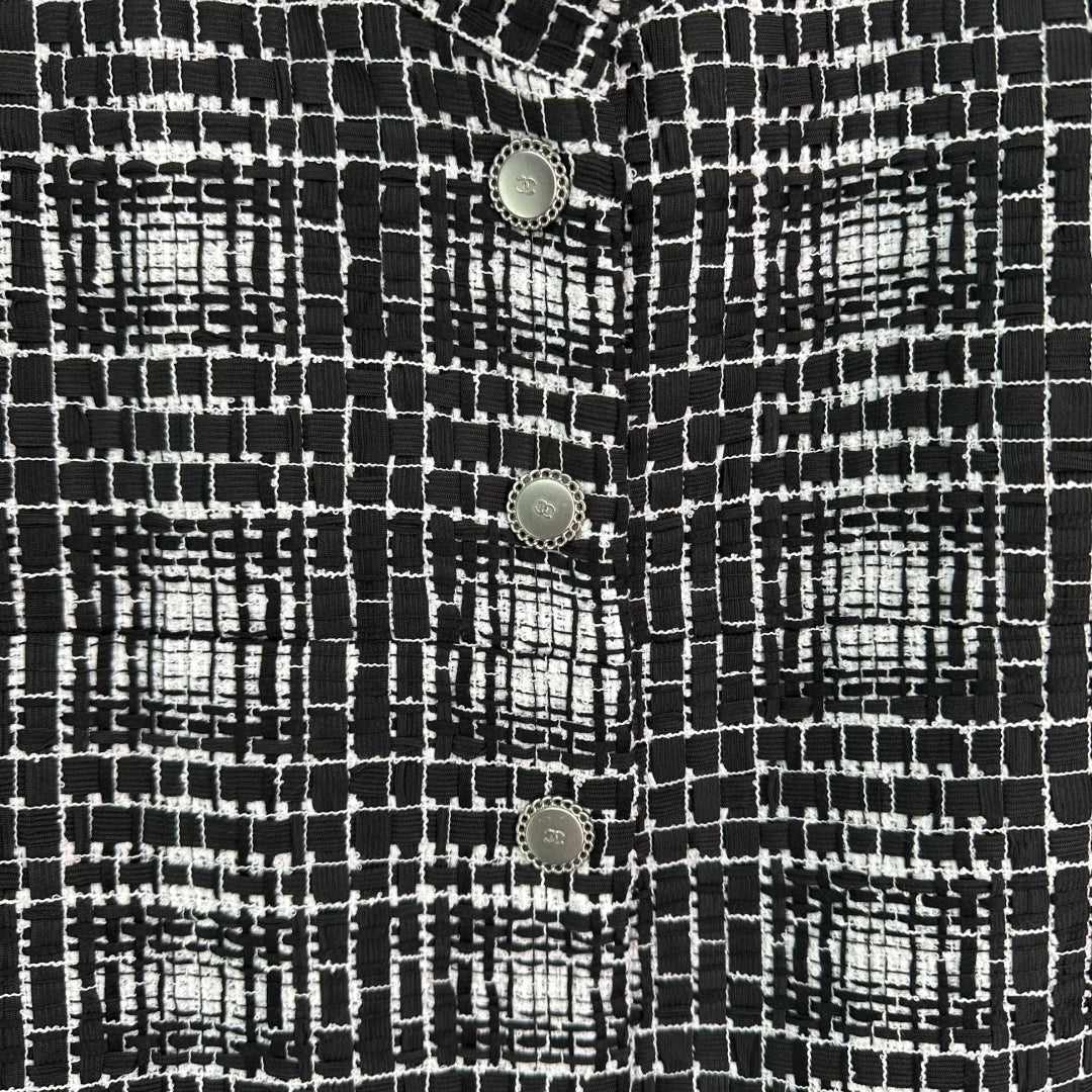 25ss Stand up collar tweed dress jacket