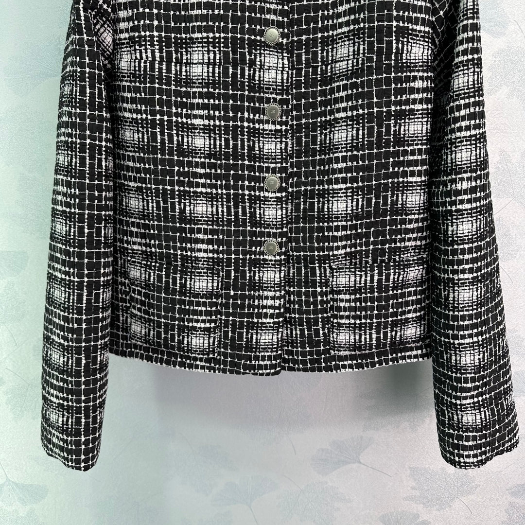 25ss Stand up collar tweed dress jacket