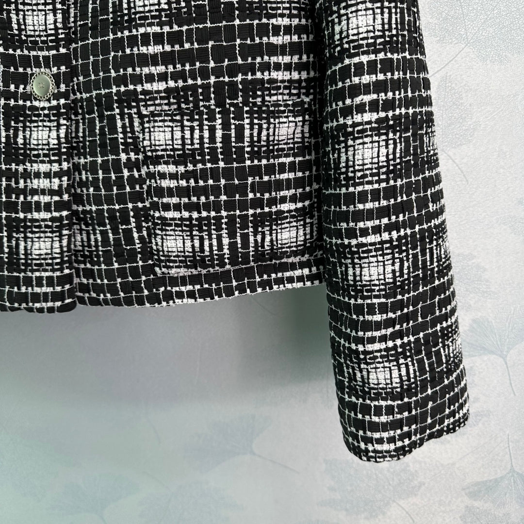 25ss Stand up collar tweed dress jacket
