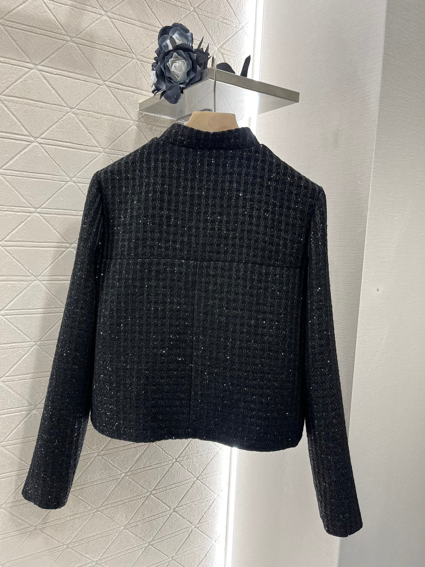 25ss Coarse woolen small stand collar dress jacket