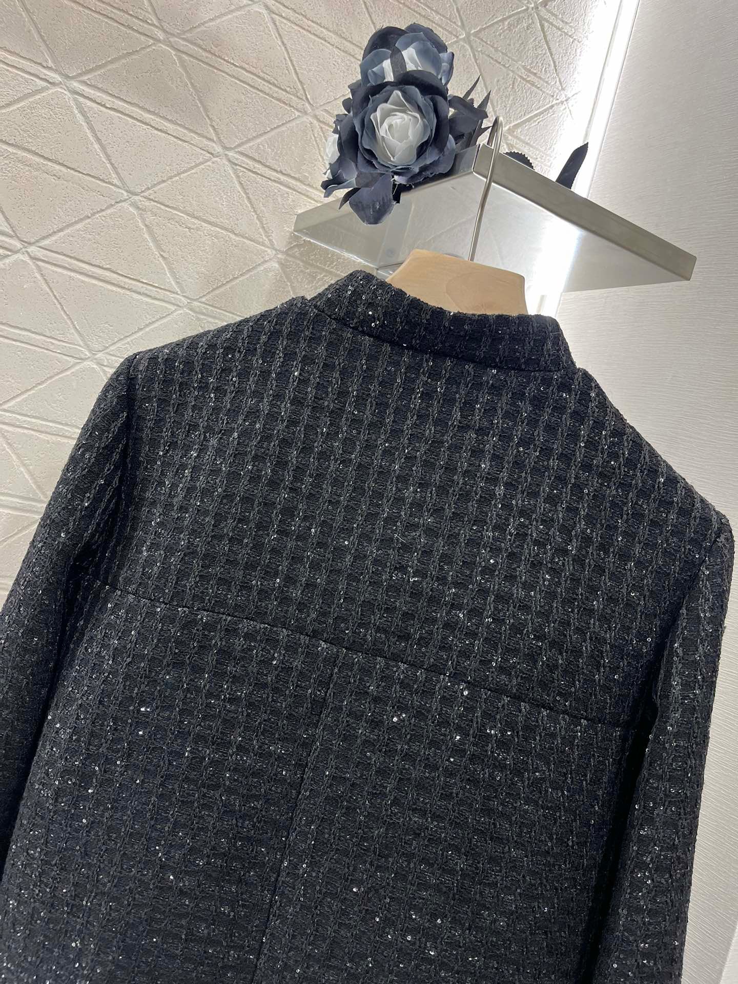 25ss Coarse woolen small stand collar dress jacket