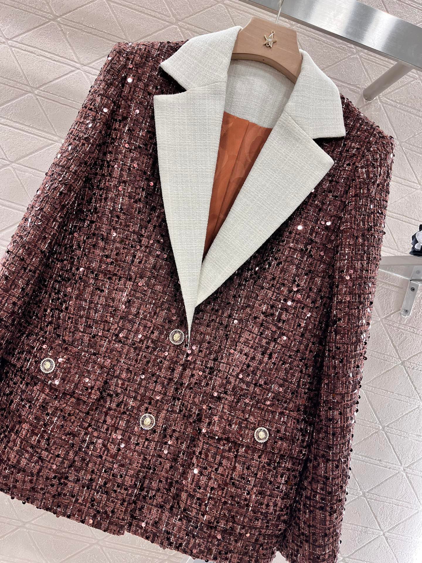 25ss Coarse tweed sequin dress jacket