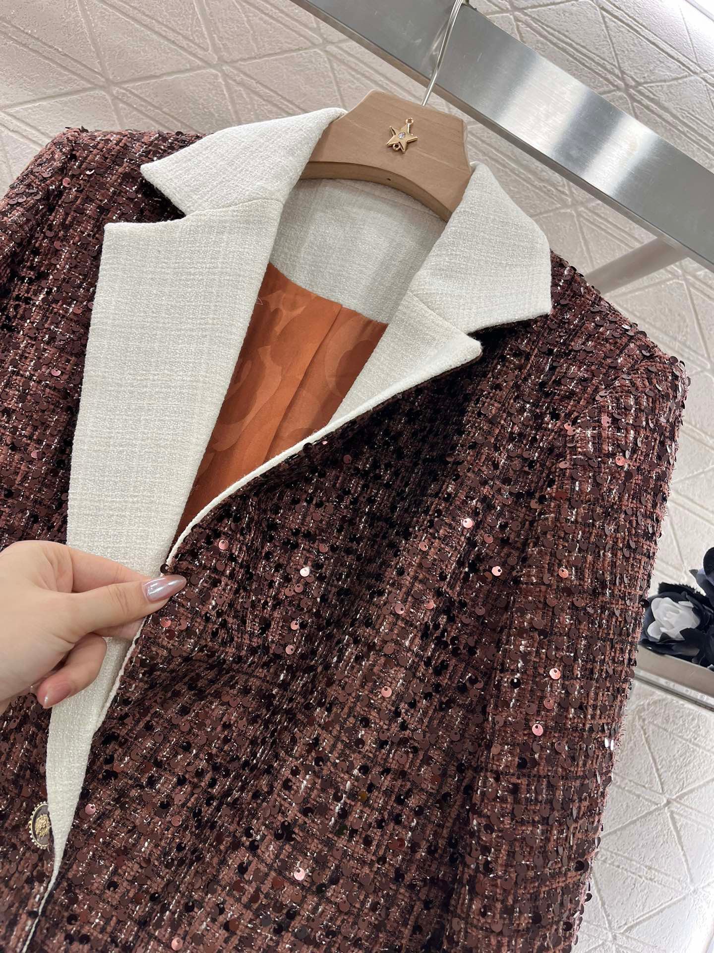25ss Coarse tweed sequin dress jacket