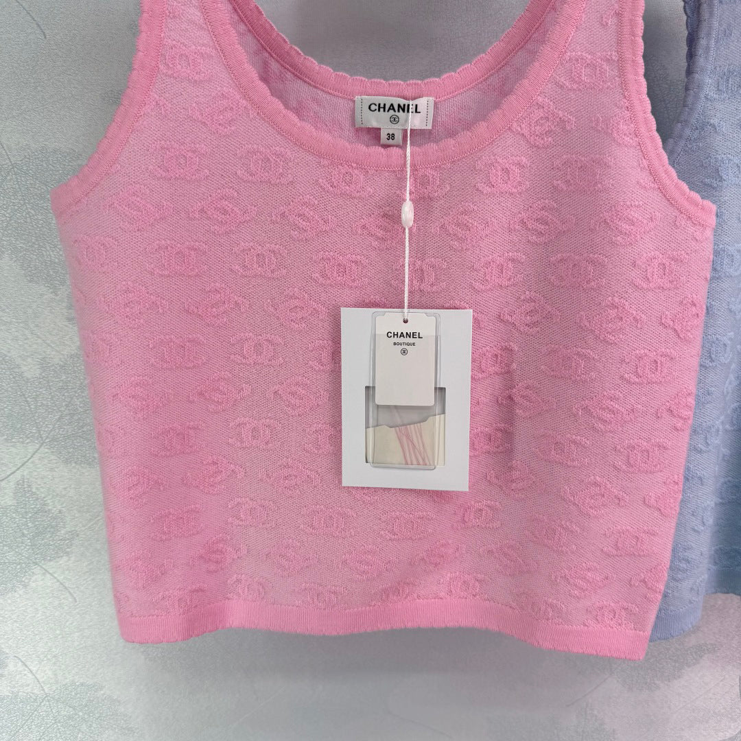 25SS Micro transparent jacquard knitted vest