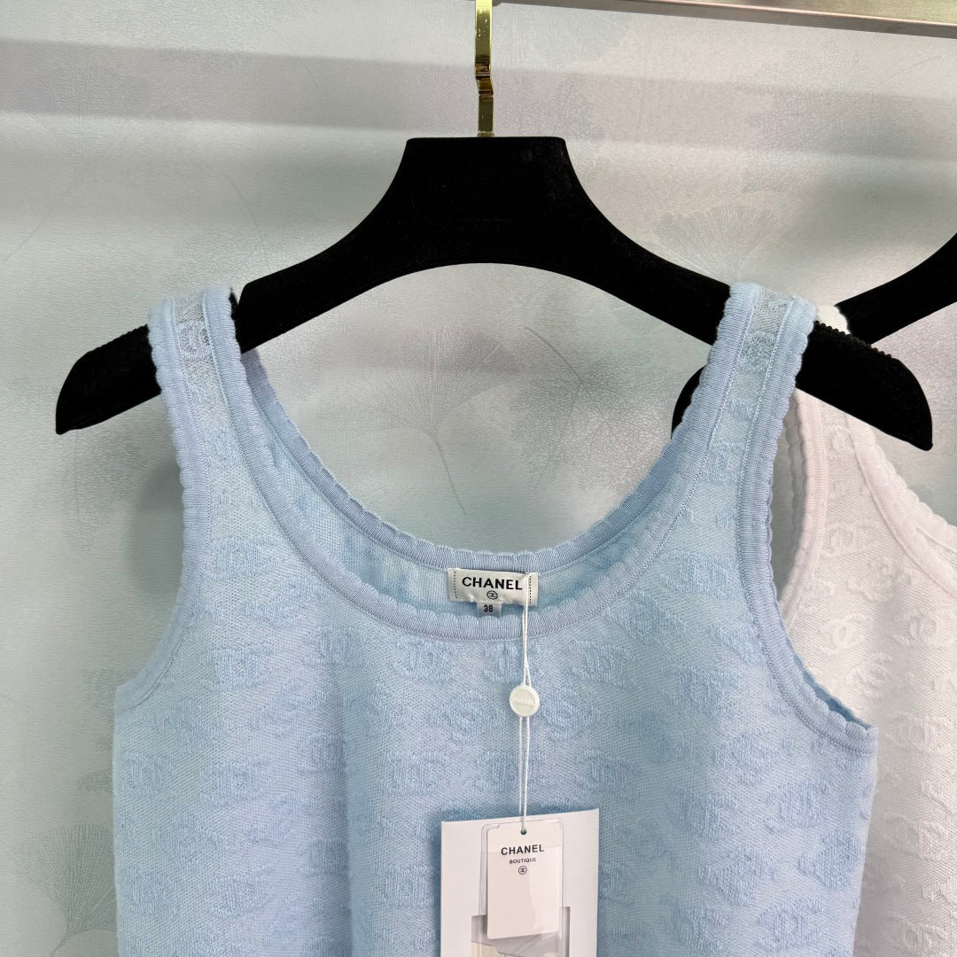 25SS Micro transparent jacquard knitted vest