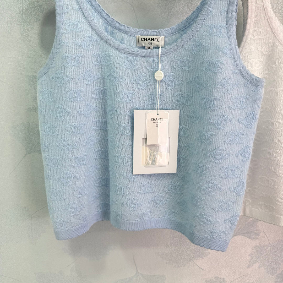 25SS Micro transparent jacquard knitted vest