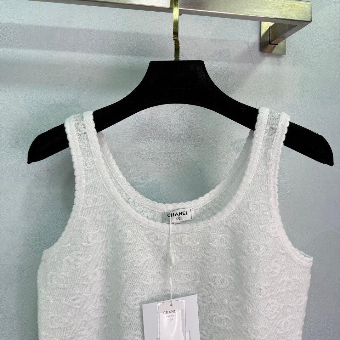 25SS Micro transparent jacquard knitted vest