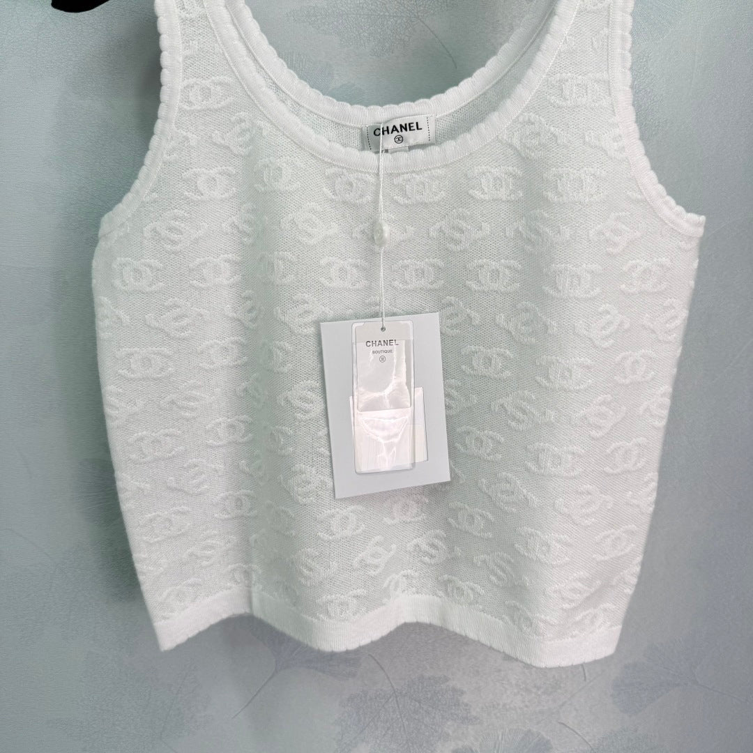 25SS Micro transparent jacquard knitted vest