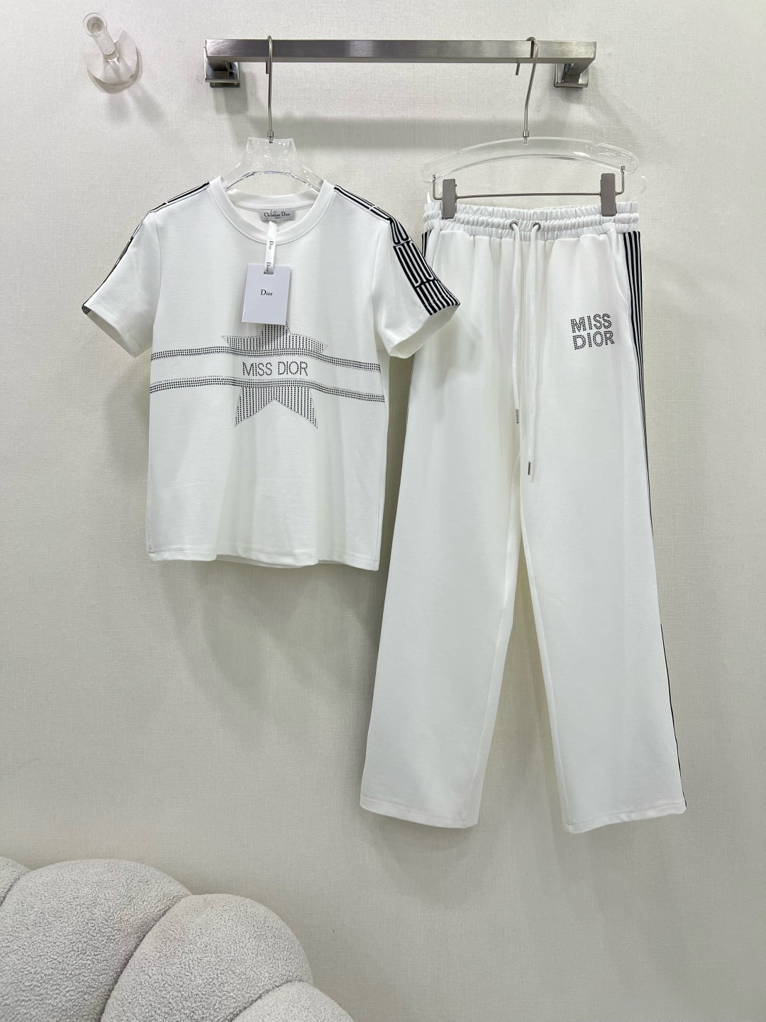 25ss Hot stamping ribbon short sleeved shirt ➕ Combination of straight tubes