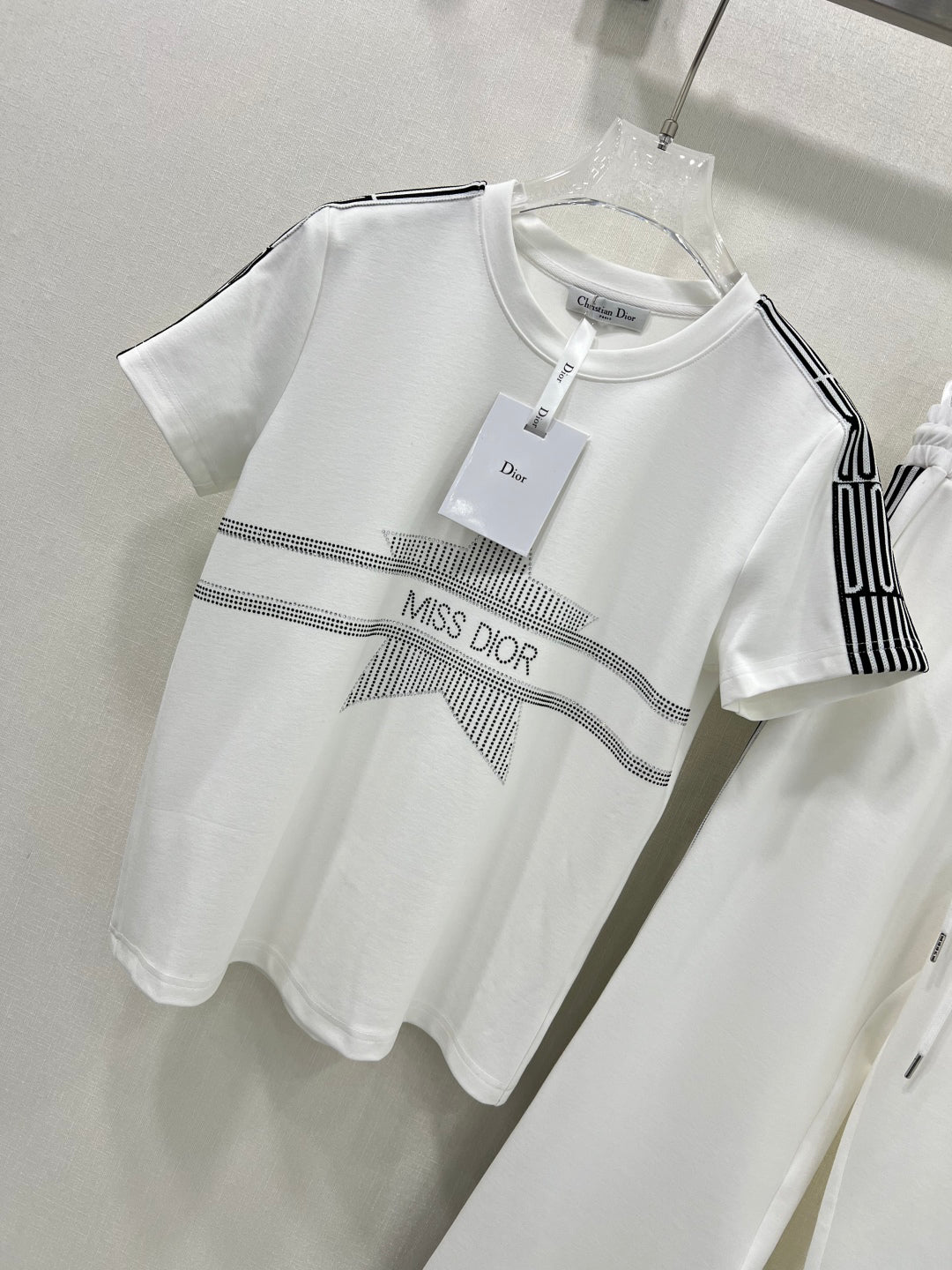 25ss Hot stamping ribbon short sleeved shirt ➕ Combination of straight tubes