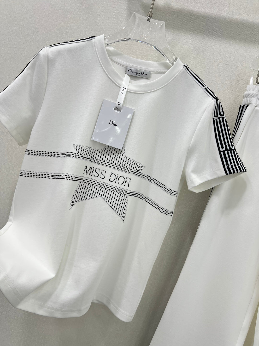 25ss Hot stamping ribbon short sleeved shirt ➕ Combination of straight tubes