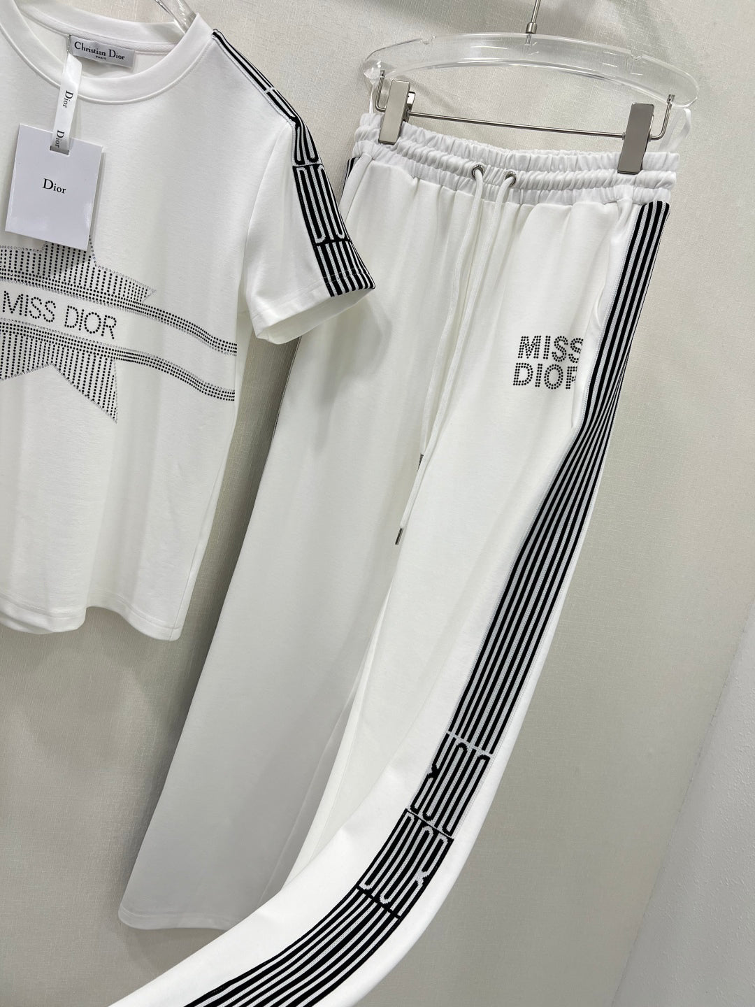 25ss Hot stamping ribbon short sleeved shirt ➕ Combination of straight tubes