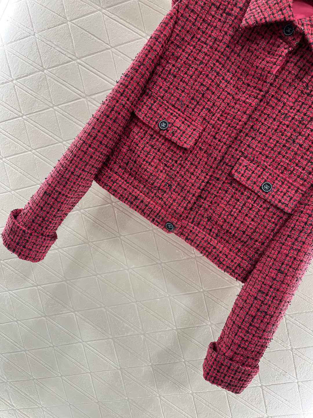 25ss Coarse tweed flying sleeve lapel dress jacket