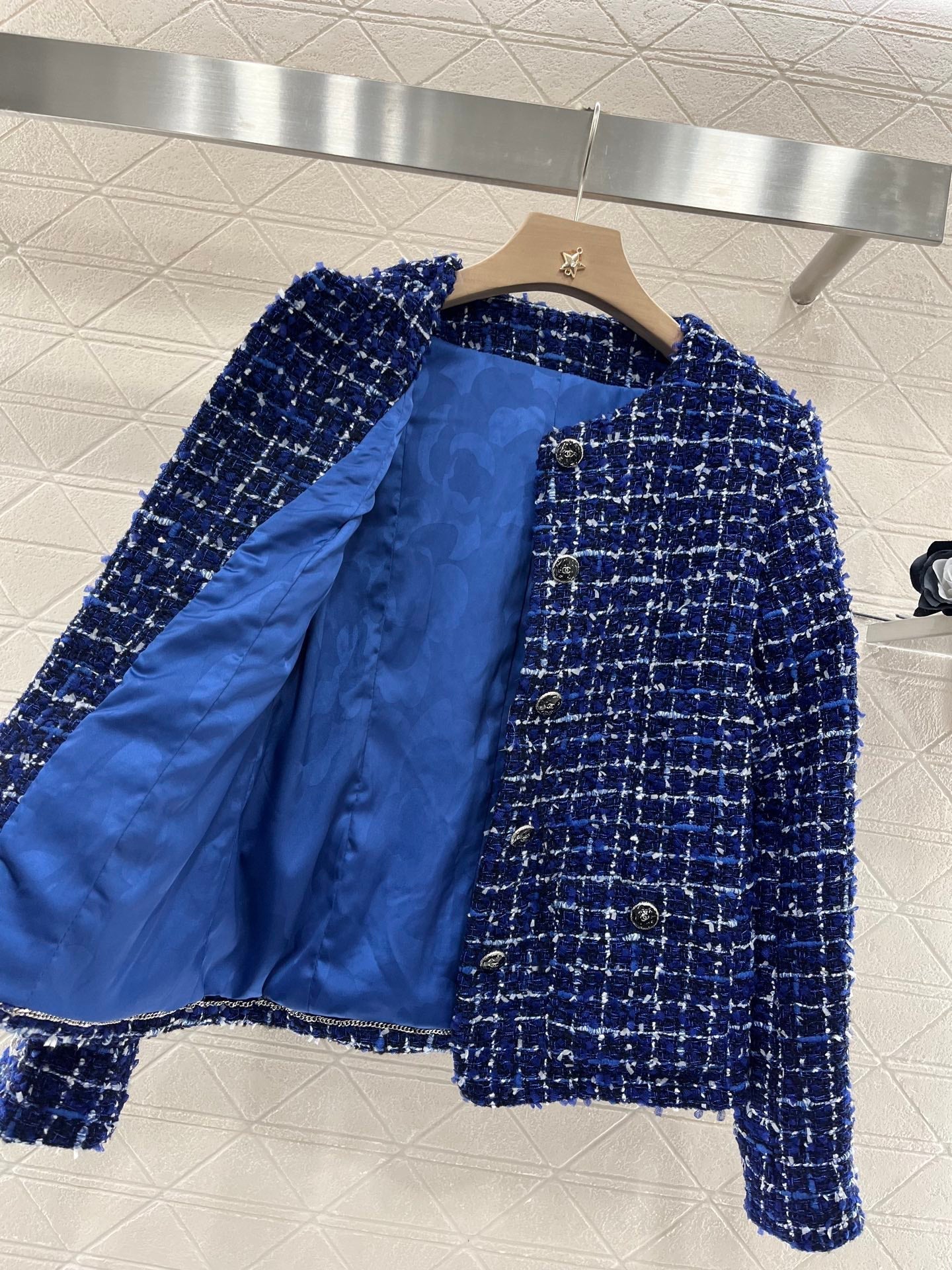 25ss Woven silver silk dress jacket