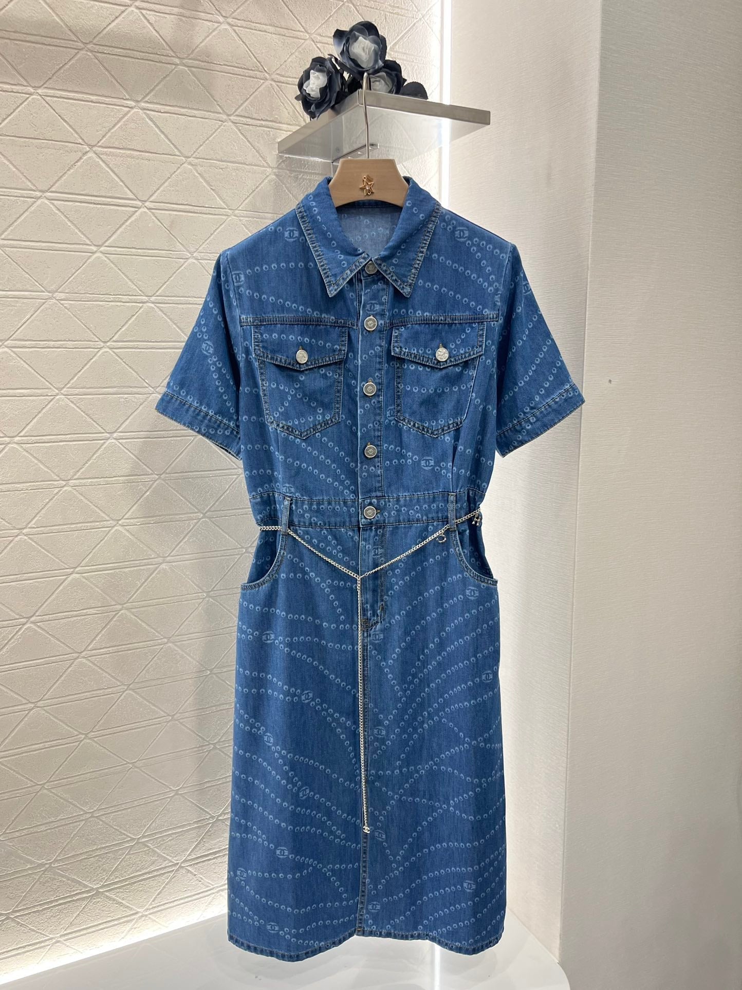 25SS Chain denim dress