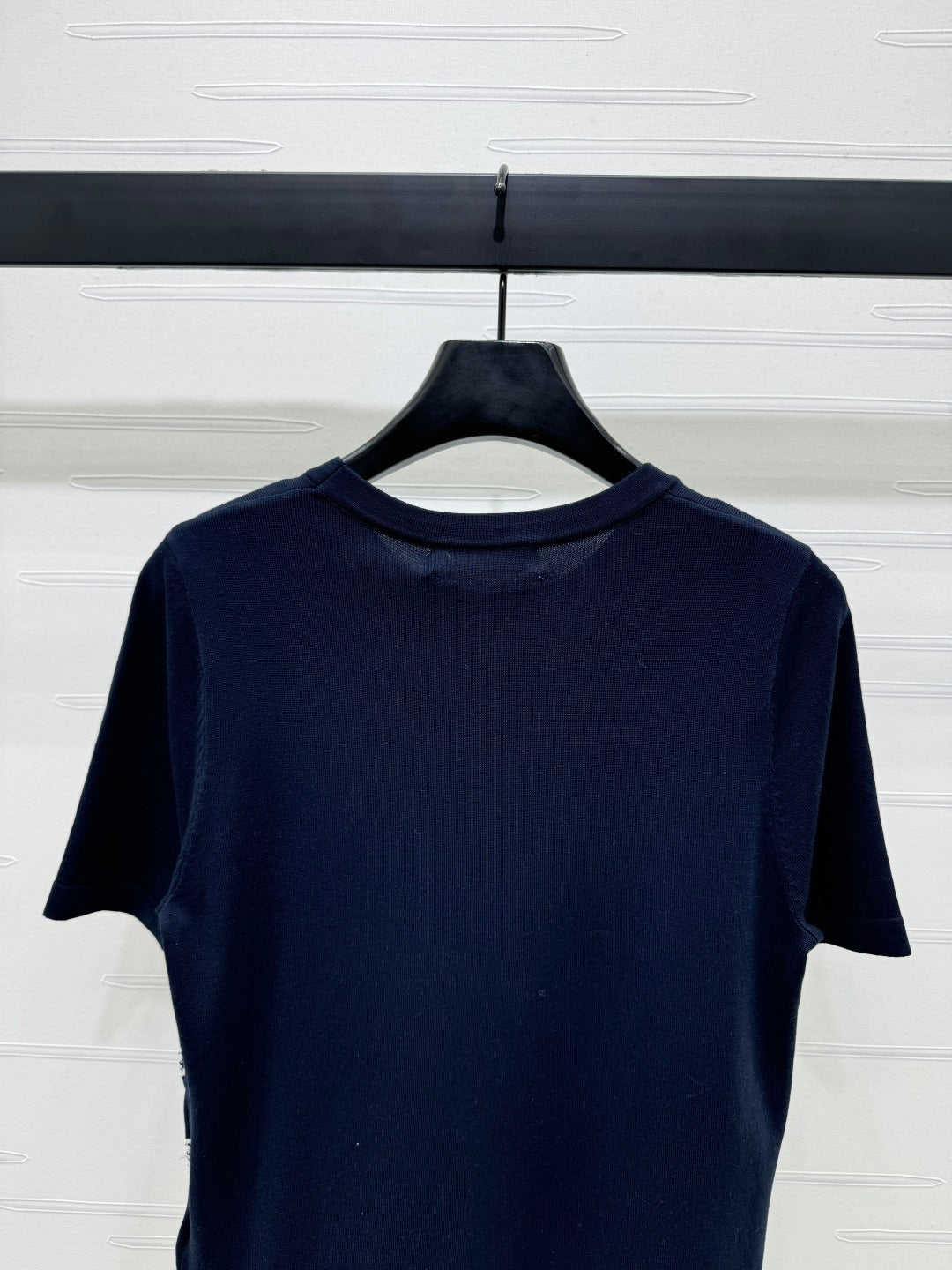 25SS Contrast striped knitted short sleeved shirt