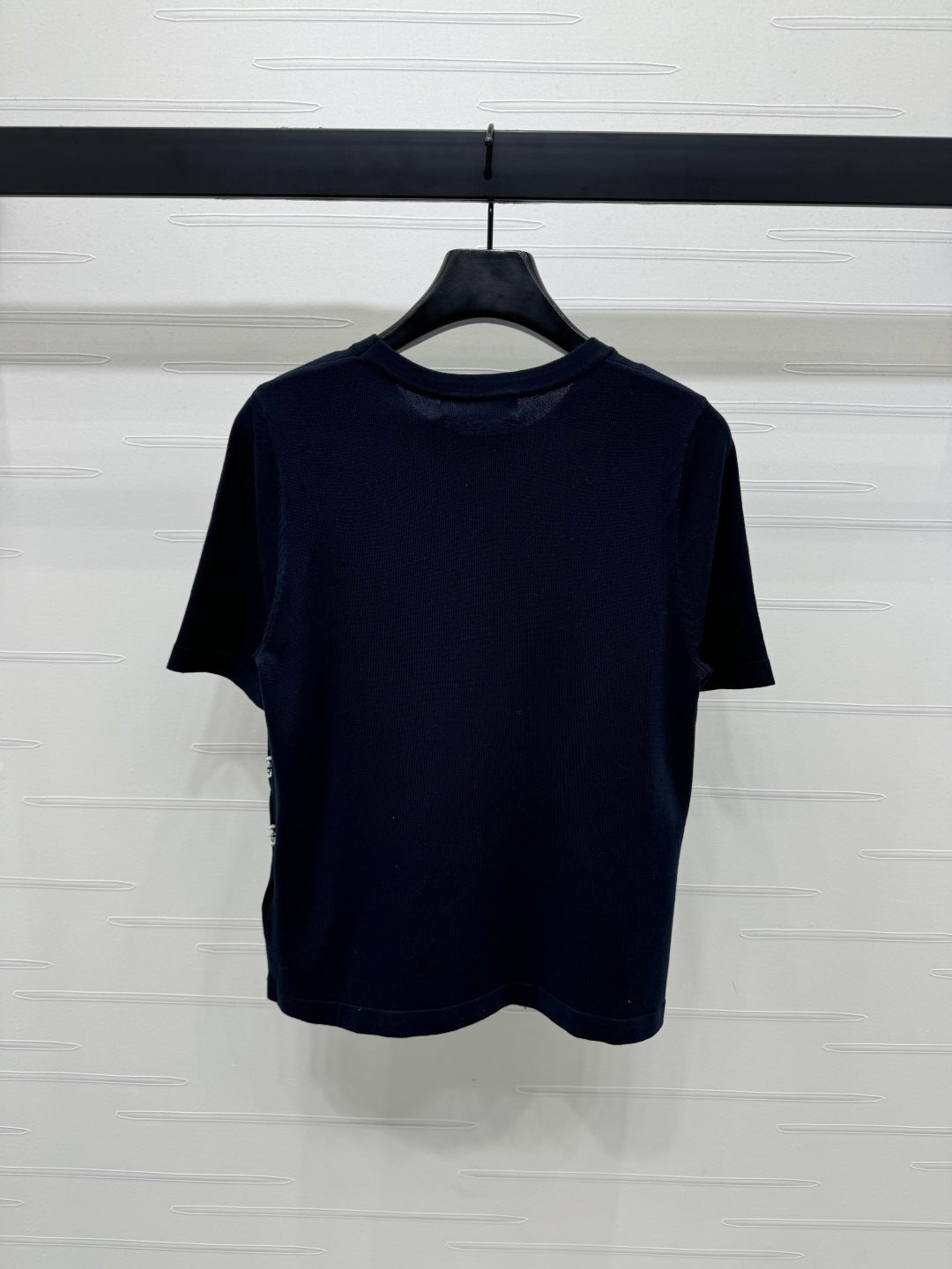 25SS Contrast striped knitted short sleeved shirt