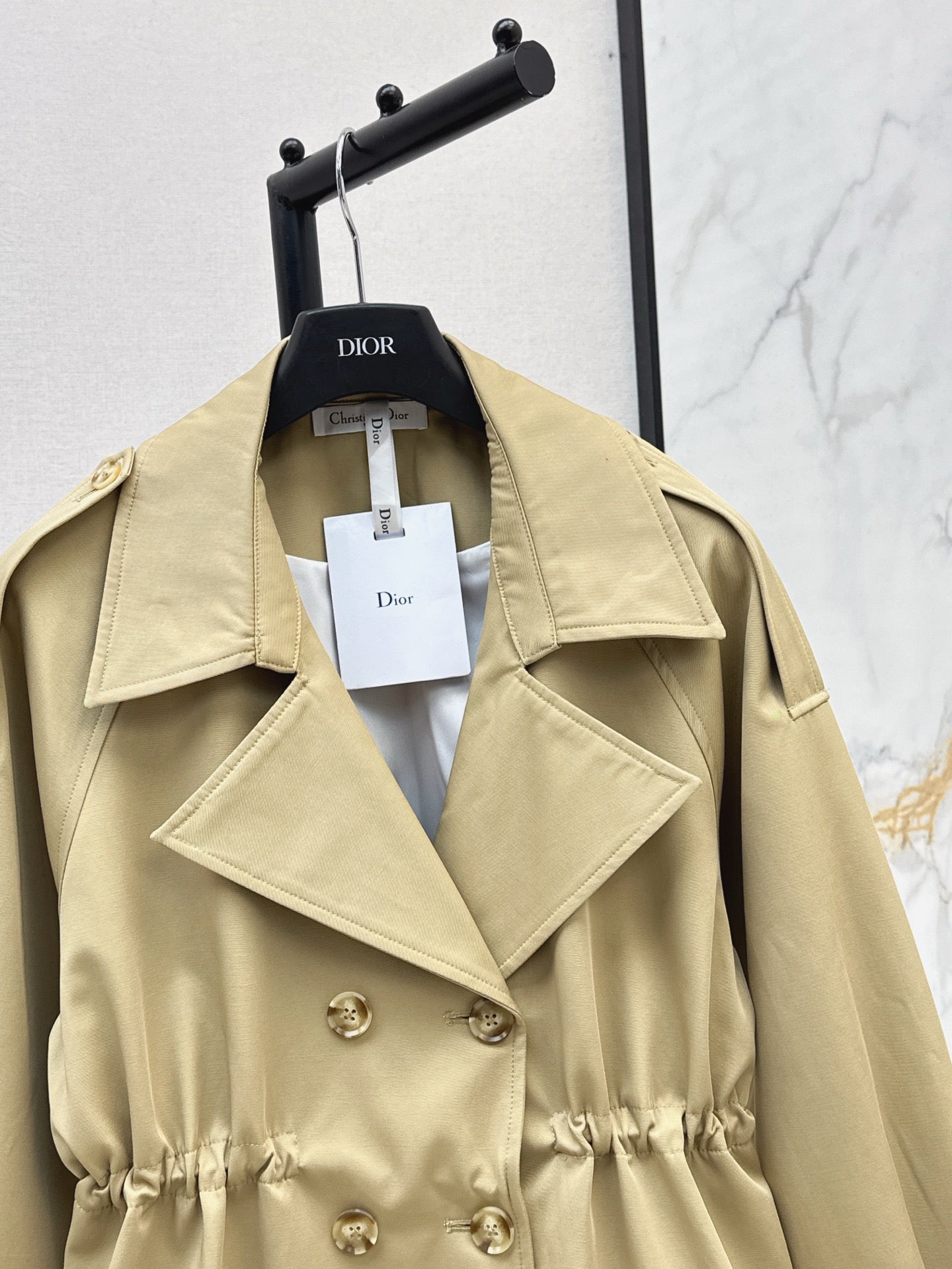 25ss Drawstring waist cinched length lapel windbreaker jacket
