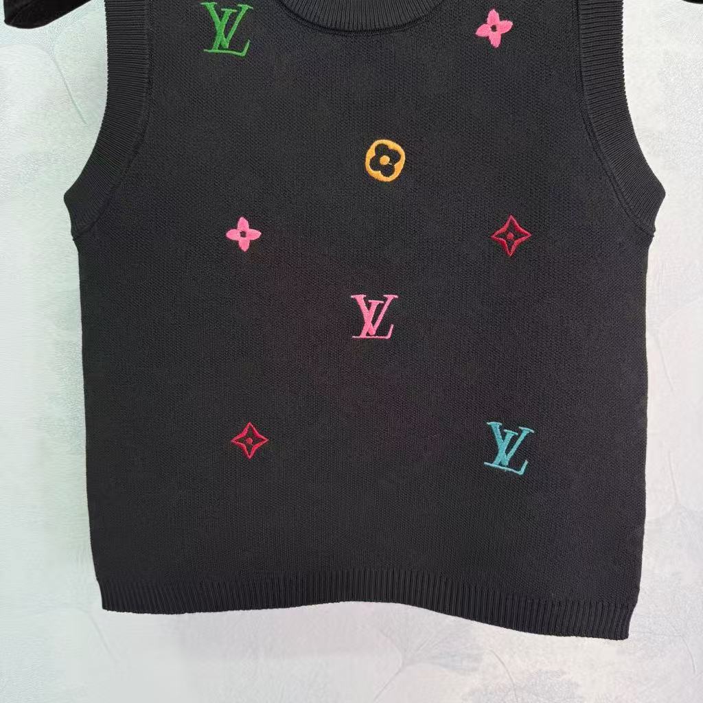 25SS Four leaf clover embroidered knitted vest