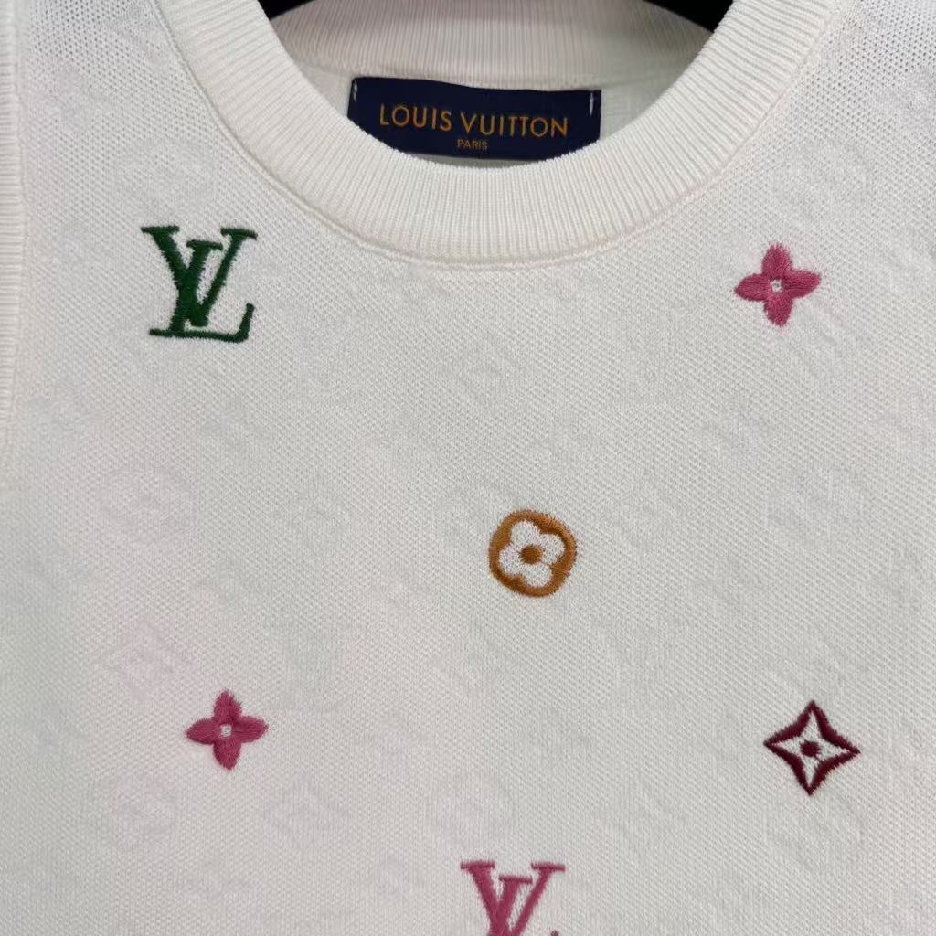 25SS Four leaf clover embroidered knitted vest