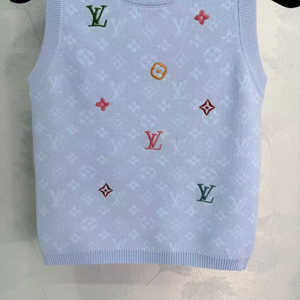 25SS Four leaf clover embroidered knitted vest