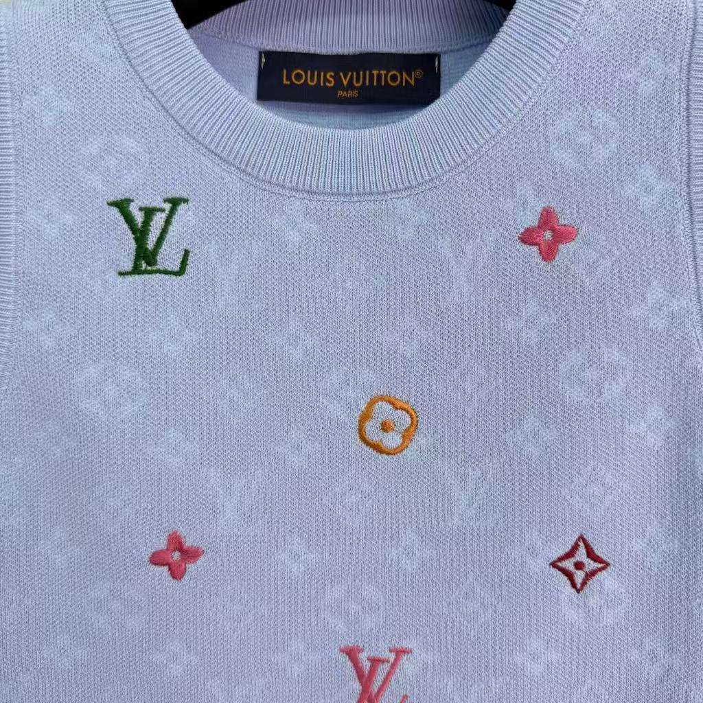 25SS Four leaf clover embroidered knitted vest