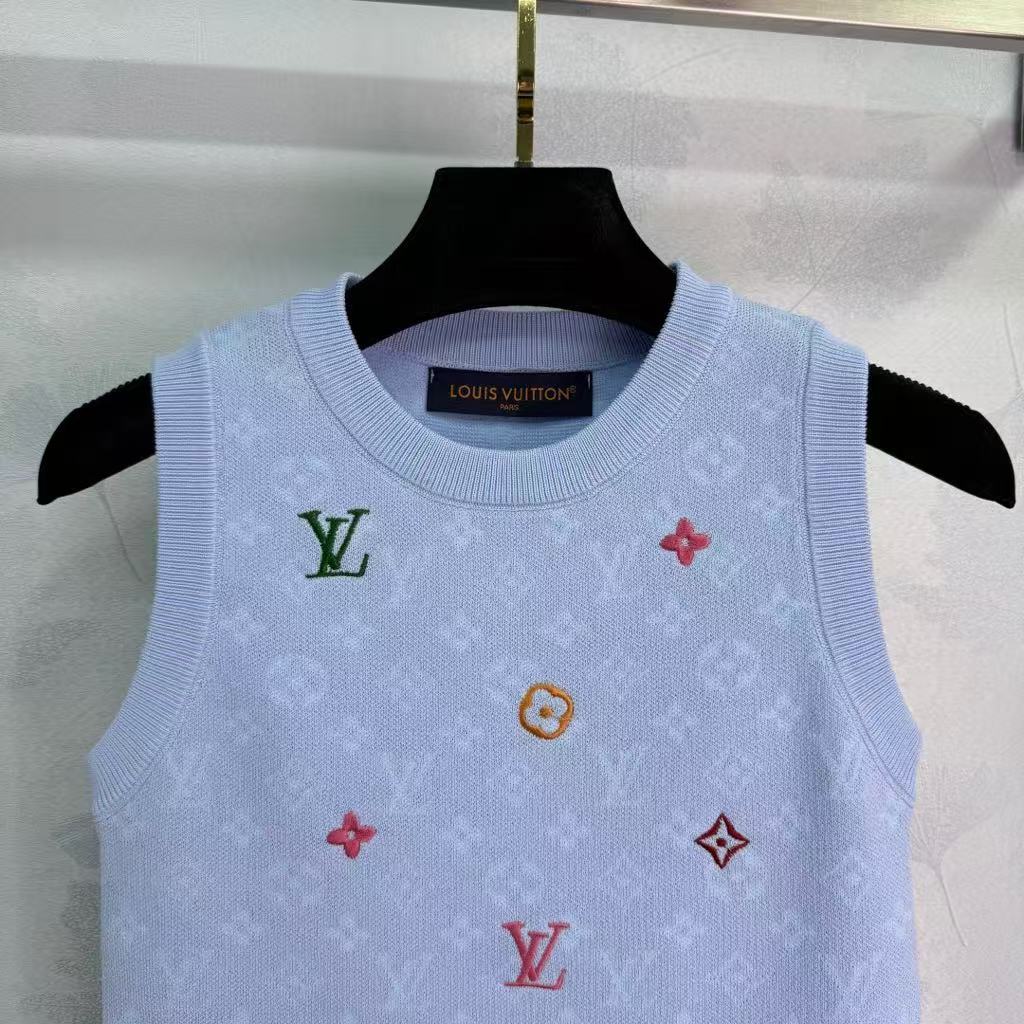25SS Four leaf clover embroidered knitted vest