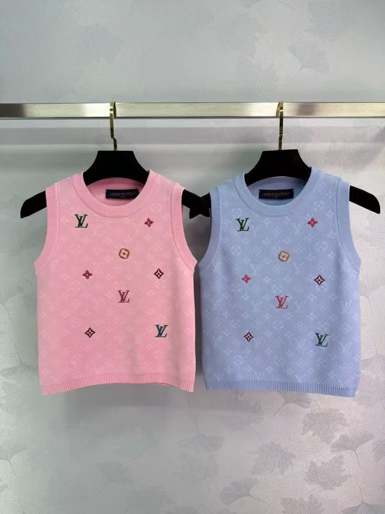 25SS Four leaf clover embroidered knitted vest