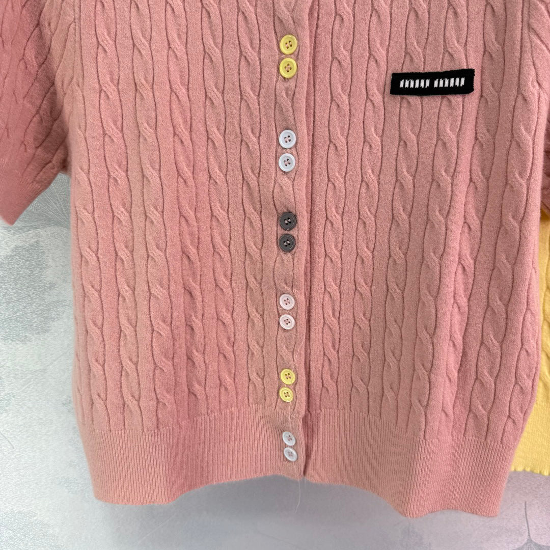 25ss Spring and Summer Colorful Tricolor Button Cardigan