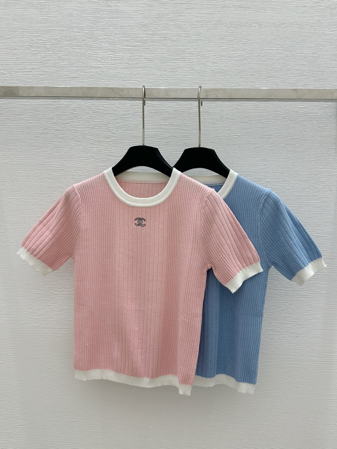 2025 Spring and Summer New Round Neck Slim Fit Knitted Short Sleeve