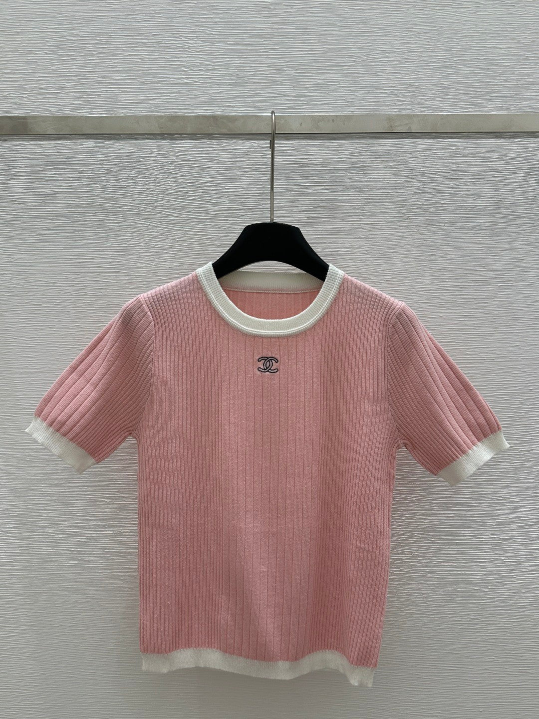 2025 Spring and Summer New Round Neck Slim Fit Knitted Short Sleeve