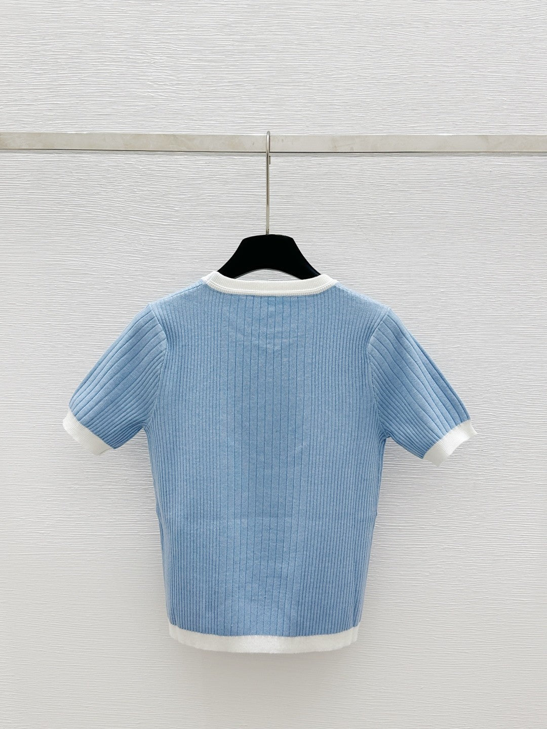 2025 Spring and Summer New Round Neck Slim Fit Knitted Short Sleeve