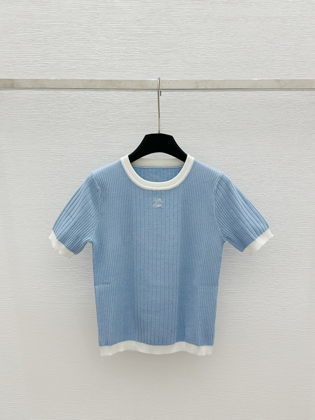 2025 Spring and Summer New Round Neck Slim Fit Knitted Short Sleeve
